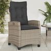 vidaXL Reclining Garden Chair with Cushions Grey Poly Rattan
