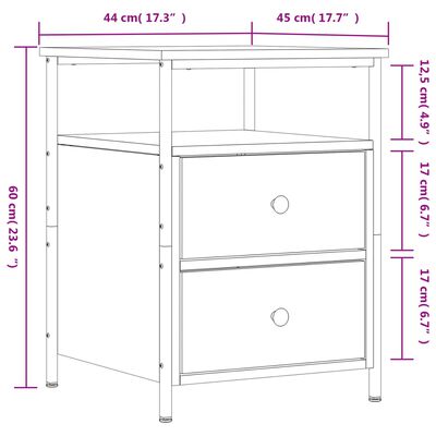 vidaXL Bedside Cabinet Sonoma Oak 44x45x60 cm Engineered Wood