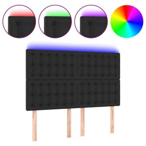 vidaXL LED Headboard Black 144 cm Faux Leather