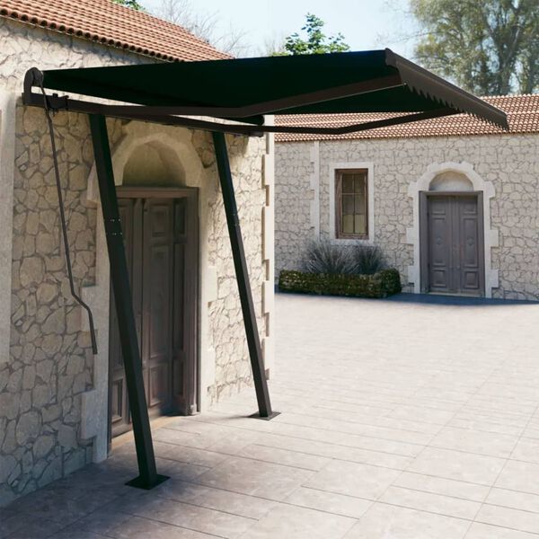 vidaXL Manual Retractable Awning with Posts 3x2.5 m Anthracite