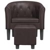 vidaXL Tub Chair with Footstool Brown Faux Leather