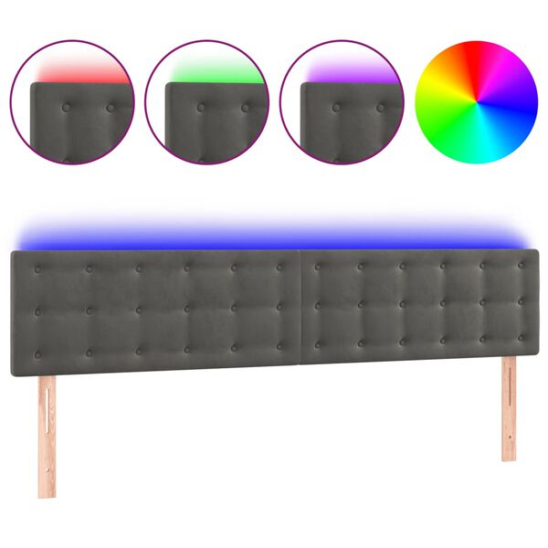 vidaXL LED Headboard Dark Grey 200 cm Velvet
