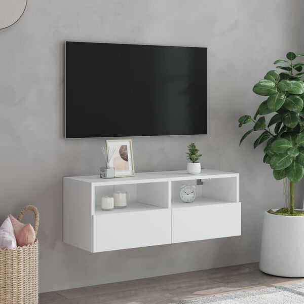 vidaXL TV Wall Cabinet White 80x30x30 cm Engineered Wood