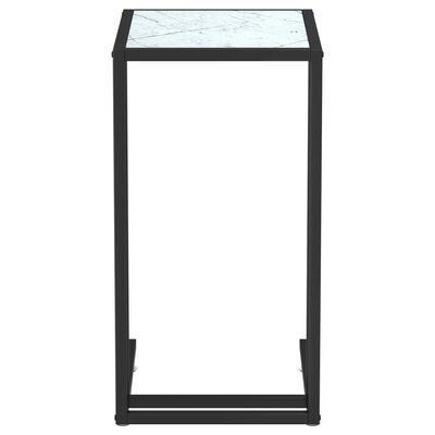 vidaXL Computer Side Table White Marble 50x35x65 cm Tempered Glass