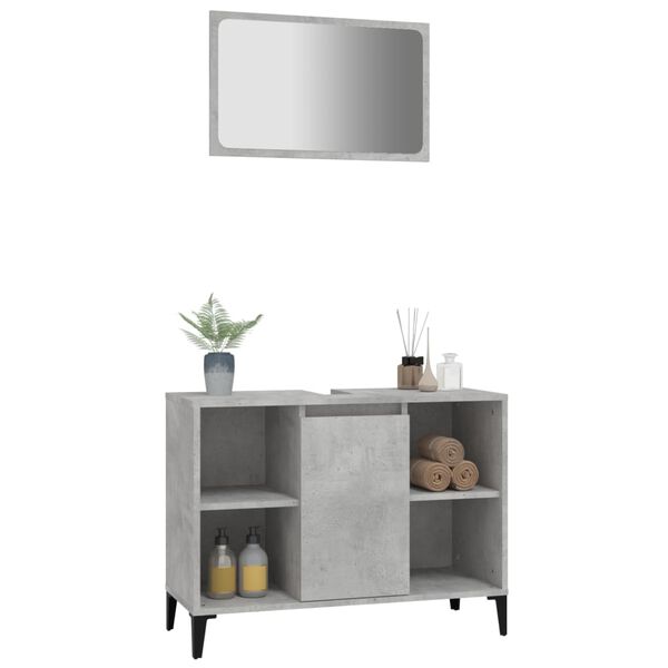 vidaXL 2 Piece Bathroom Furniture Set Concrete Grey Engineered Wood
