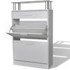 vidaXL Shoe Cabinet with a Drawer and a Top Glass Shelf Wood White