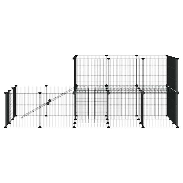 vidaXL 44-Panel Pet Cage with Door Black 35x35 cm Steel