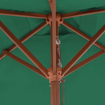 vidaXL Outdoor Parasol with Wooden Pole 150x200 cm Green