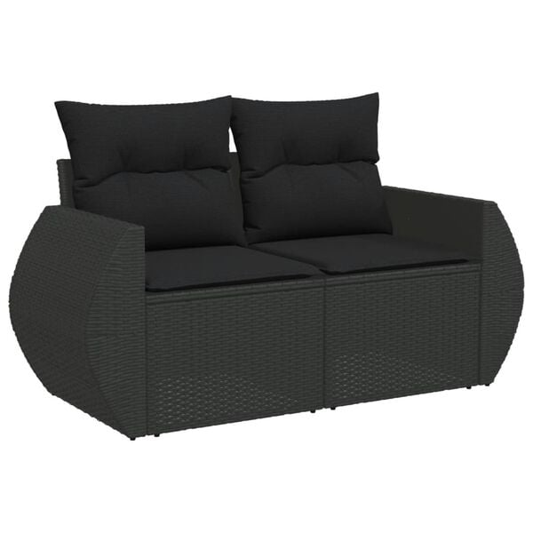 vidaXL 11 Piece Garden Sofa Set with Cushions Black Poly Rattan