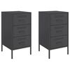vidaXL Bedside Cabinets 2 pcs Black 36x39x68 cm Steel