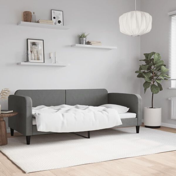 vidaXL Day Bed without Mattress Dark Grey 90x190 cm Fabric
