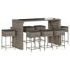 vidaXL 9 Piece Garden Bar Set with Cushions Grey Poly Rattan