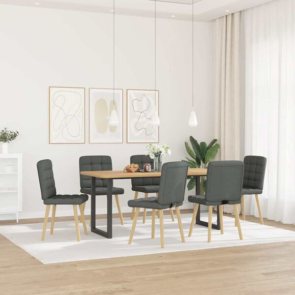 vidaXL Dining Chairs 6 pcs Dark Grey Fabric