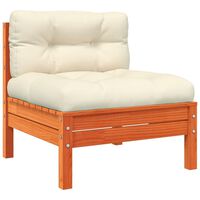 vidaXL Garden Sofa Armless with Cushions Wax Brown Solid Wood Pine