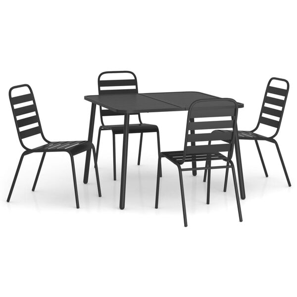 vidaXL 5 Piece Garden Dining Set Anthracite Steel