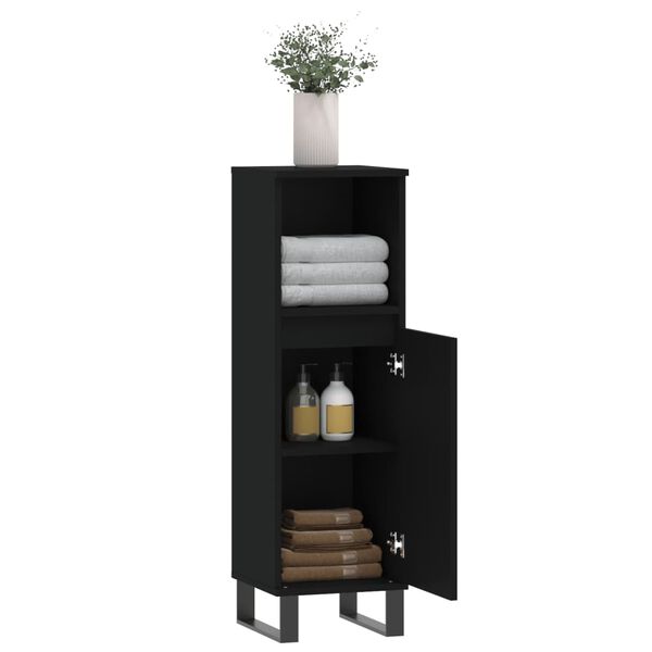 vidaXL Bathroom Cabinet Black 30x30x100 cm Engineered Wood
