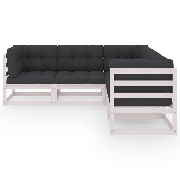 vidaXL 5 Piece Garden Lounge Set with Cushions Solid Wood Pine