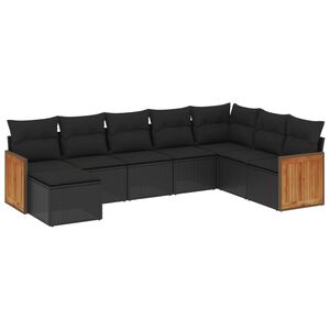 vidaXL 8 Piece Garden Sofa Set with Cushions Black Poly Rattan