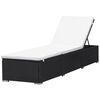 vidaXL Sun Lounger with Cushion Poly Rattan Black