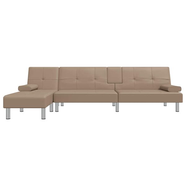 vidaXL L-shaped Sofa Bed Cappuccino 255x140x70 cm Faux Leather