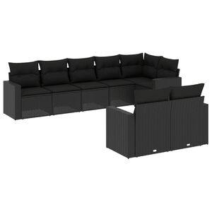 vidaXL 8 Piece Garden Sofa Set with Cushions Black Poly Rattan