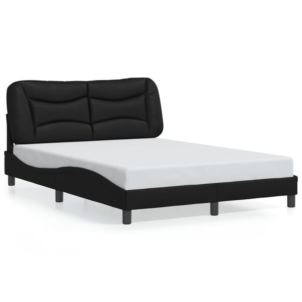 vidaXL Bed Frame without Mattress "Hvar" Black 137x190 cm Double Faux Leather