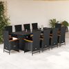 vidaXL 11 Piece Garden Dining Set with Cushions Black Poly Rattan
