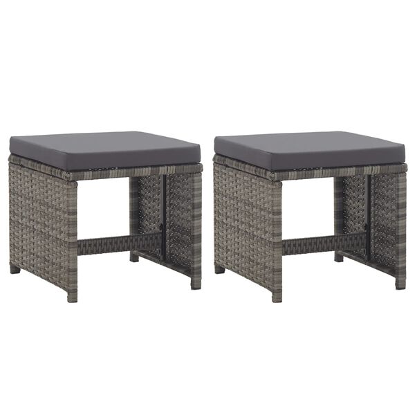 vidaXL Garden Stools 2 pcs with Cushions Poly Rattan Anthracite