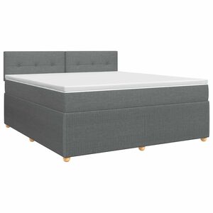 vidaXL Box Spring Bed with Mattress Dark Grey 153 x 203 cm Fabric