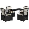 vidaXL 5 Piece Garden Dining Set with Cushions Black Poly Rattan