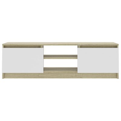 vidaXL TV Cabinet White and Sonoma Oak 120x30x35.5 cm Engineered Wood