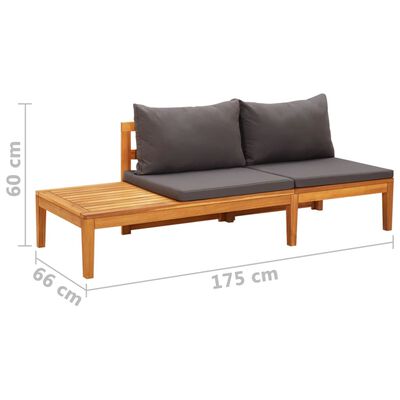 vidaXL Garden Bench with Table Dark Grey Cushions Solid Acacia Wood