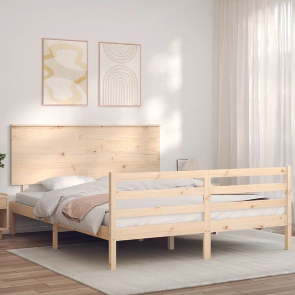 vidaXL Bed Frame without Mattress King Size Solid Wood