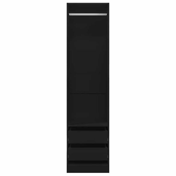 vidaXL Wardrobe with Drawers Black 50x50x200 cm Engineered Wood
