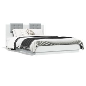 vidaXL Bed Frame without Mattress White 150x200 cm King Size