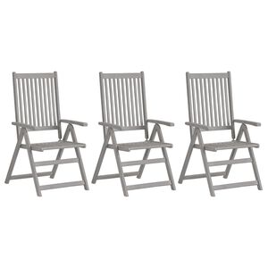 vidaXL Garden Reclining Chairs 3 pcs Grey Solid Acacia Wood