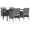 vidaXL 5 Piece Garden Dining Set with Cushions Grey and Black