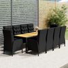 vidaXL 11 Piece Garden Dining Set Poly Rattan Black