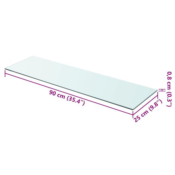 vidaXL Shelf Panel Glass Clear 90x25 cm