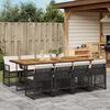 vidaXL 9 Piece Garden Dining Set with Cushions Black Poly Rattan