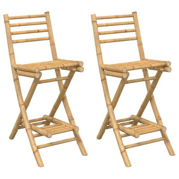 vidaXL Outdoor Bar Stools with Footrests 2 pcs Foldable Bamboo