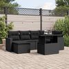 vidaXL 7 Piece Garden Sofa Set with Cushions Black Poly Rattan