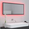vidaXL LED Bathroom Mirror High Gloss Grey 100x8.5x37 cm Acrylic