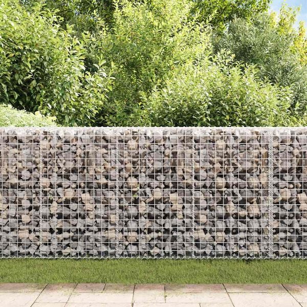 vidaXL Gabion Wall with Covers Galvanised Steel 200x20x85 cm