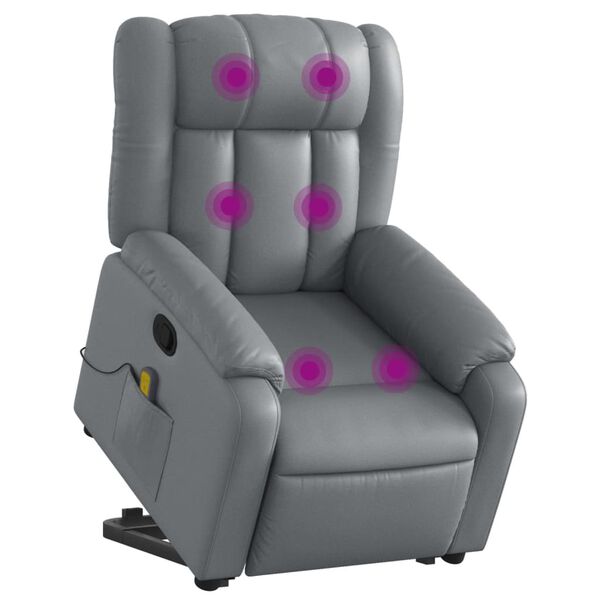 vidaXL Electric Massage Recliner Chair Grey Faux Leather