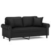 vidaXL 2-Seater Sofa with Throw Pillows Black 140 cm Faux Leather