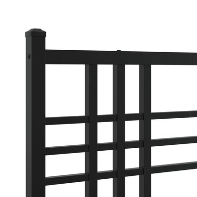 vidaXL Metal Bed Frame with Headboard Black 180x200 cm Super King