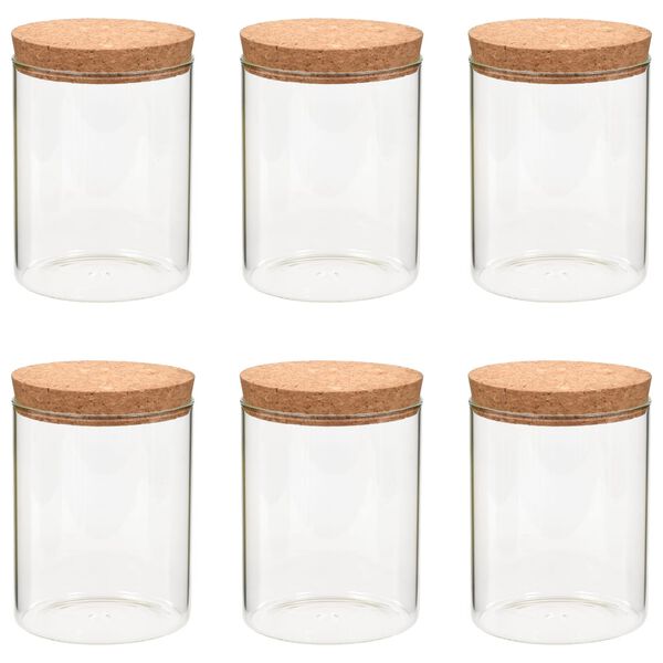 vidaXL Storage Glass Jars with Cork Lid 6 pcs 650 ml
