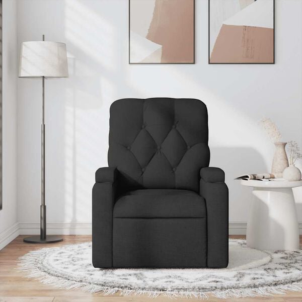 vidaXL Massage Recliner Chair Black Fabric