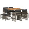 vidaXL 9 Piece Garden Dining Set with Cushions Grey Poly Rattan